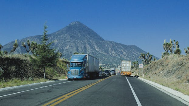 Camion TJF dry-van sur autoroute — transport fret général Beauce
